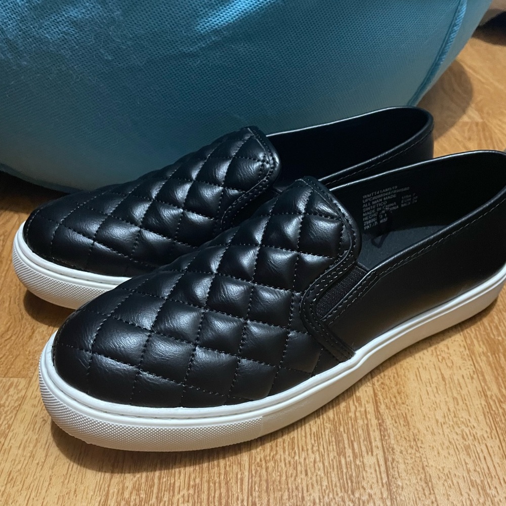 Black Quilted Slip Ons